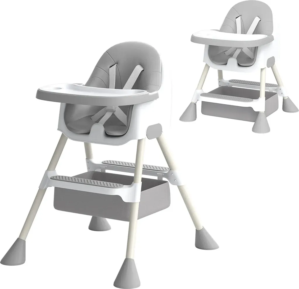 Chaise haute bébé facile à nettoyer, plateau amovible et harnais 5 points