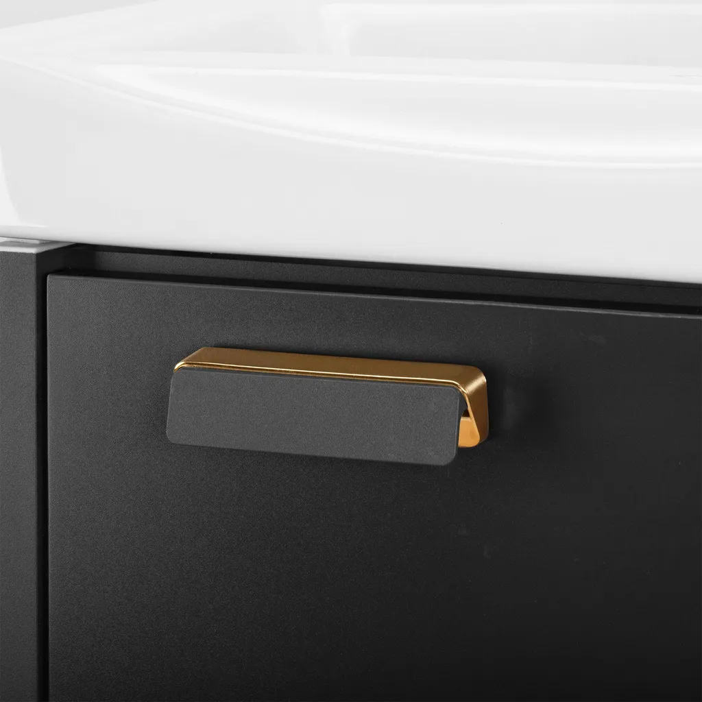 Lave-mains suspendu gris 40cm avec vasque en céramique intégrée - 5