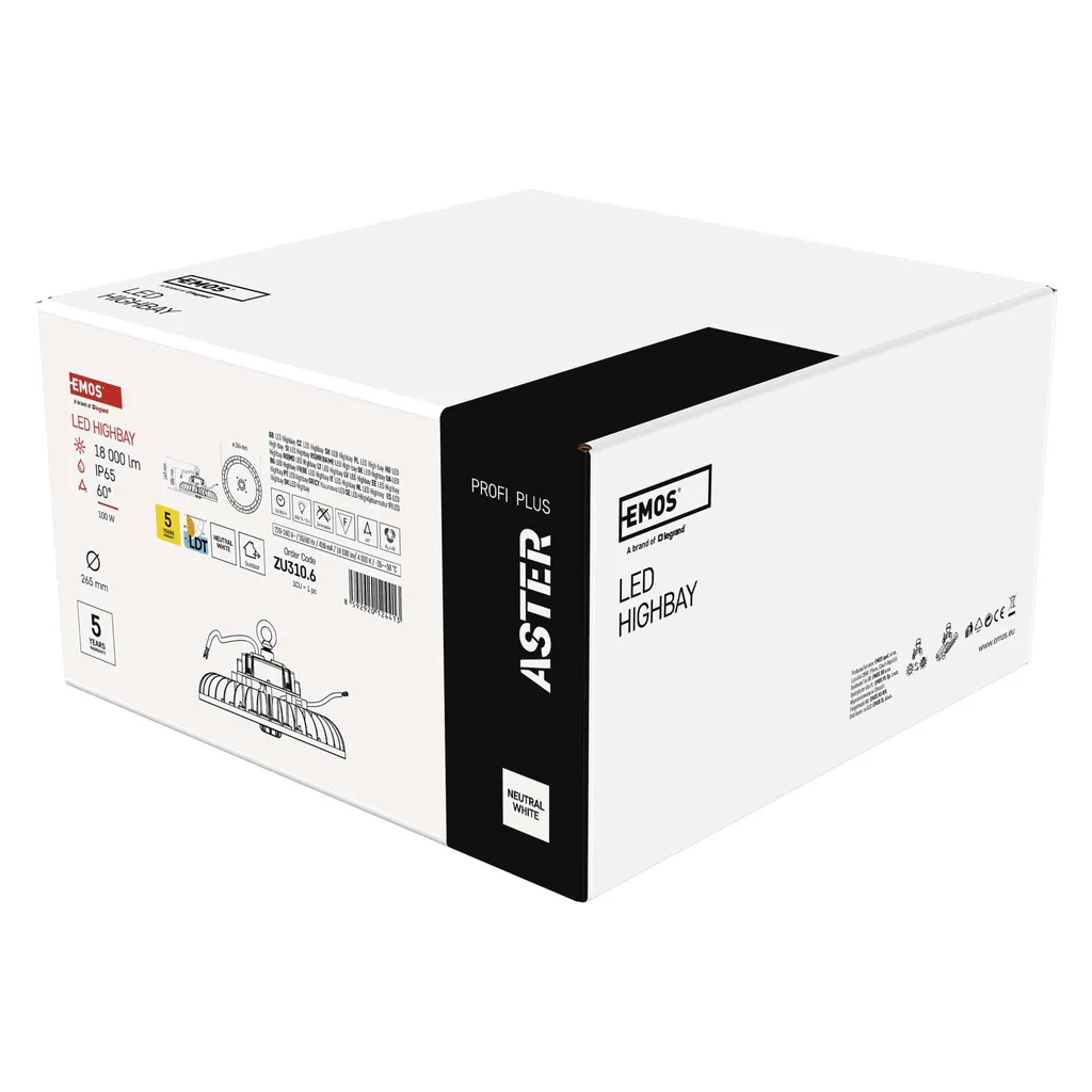 EMOS LED apparecchio a sospensione industriale HIGHBAY ASTER 60° 100W, ZU310.6