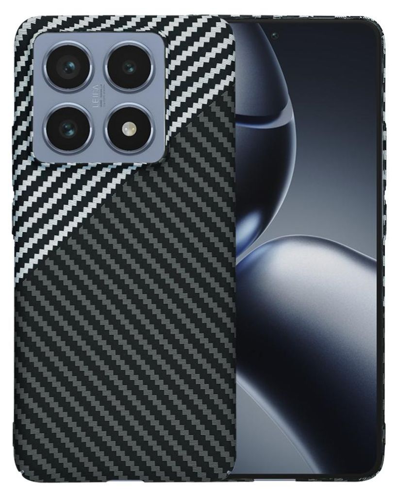 Techsuit Carbonite FiberShell Back Cover Hülle für Xiaomi 14T Pro - Weiß/Schwarz