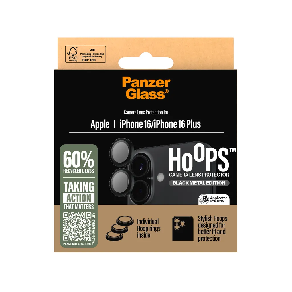PanzerGlass ® Hoops® Black Camera Lens Protector iPhone 16 | 16 Plus - 4