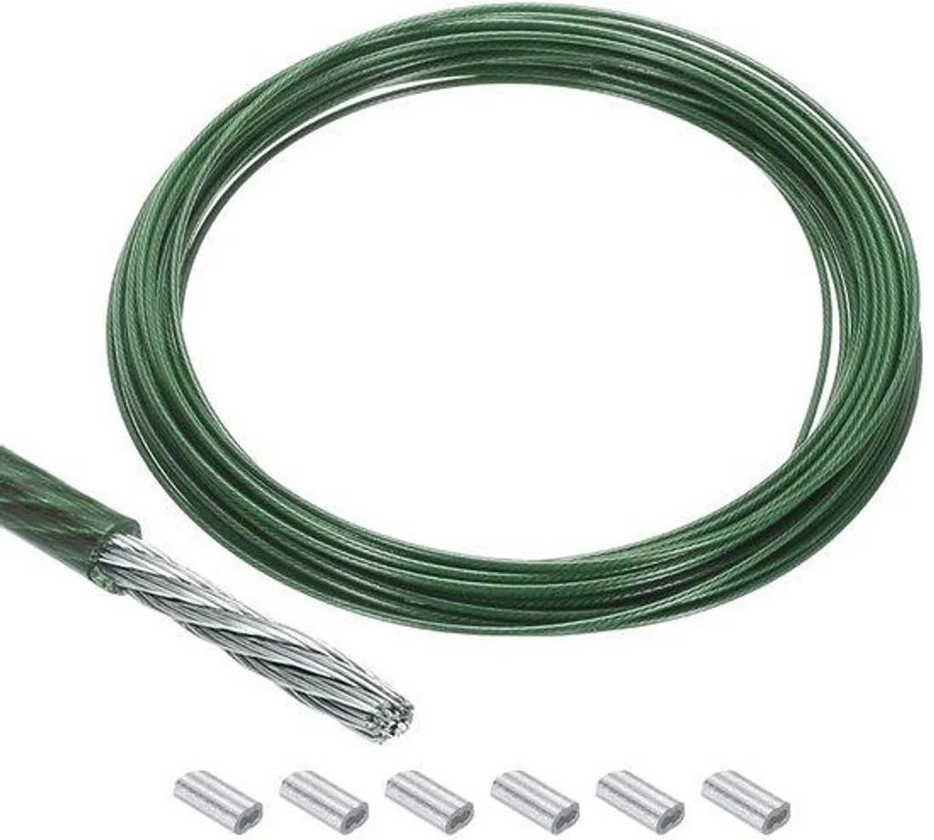 Câble en acier inoxydable 304 gainé vinyle vert 30m pour machines