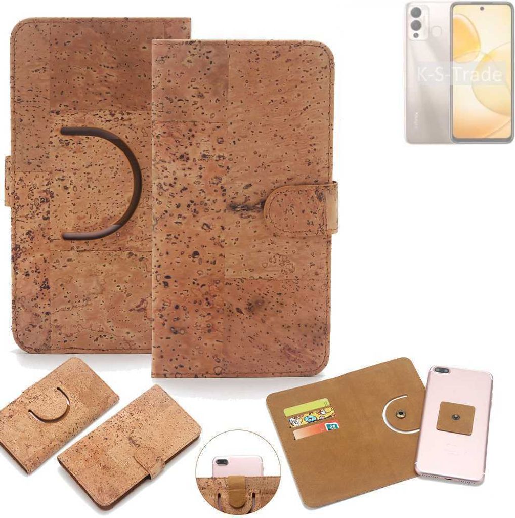 K-S-Trade Handy-Hülle Schutz-Hülle kompatibel mit Infinix Hot 12 Play Handyhülle Schutzhülle Korkhülle Kork-Hülle 1x
