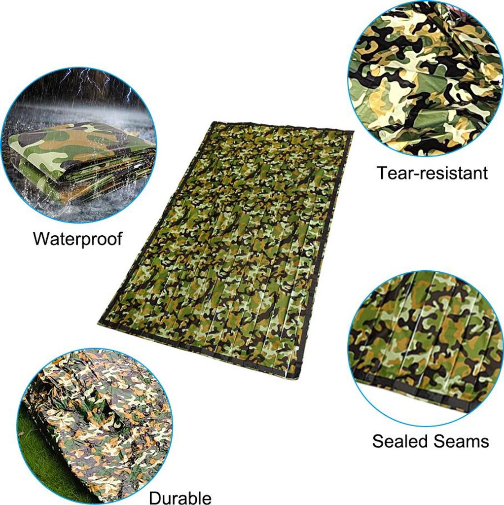 Notfall-Schlafsack für 1–2 Personen, leicht, wasserdicht, Thermo-Biwaksack mit Pfeife, Outdoor, Camping, Wandern, Reisen, Katastrophen, Überleben