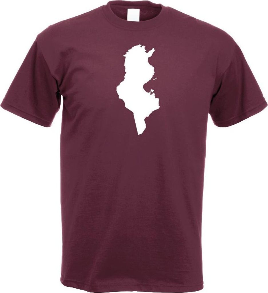 Kiwistar - T-Shirt - Burgund - Tunesien Umriss Kontur Herren Funshirt Bedruckt Design Sprüche Spruch Motive - mit Motiv Bedruckt - Funshirt Design...