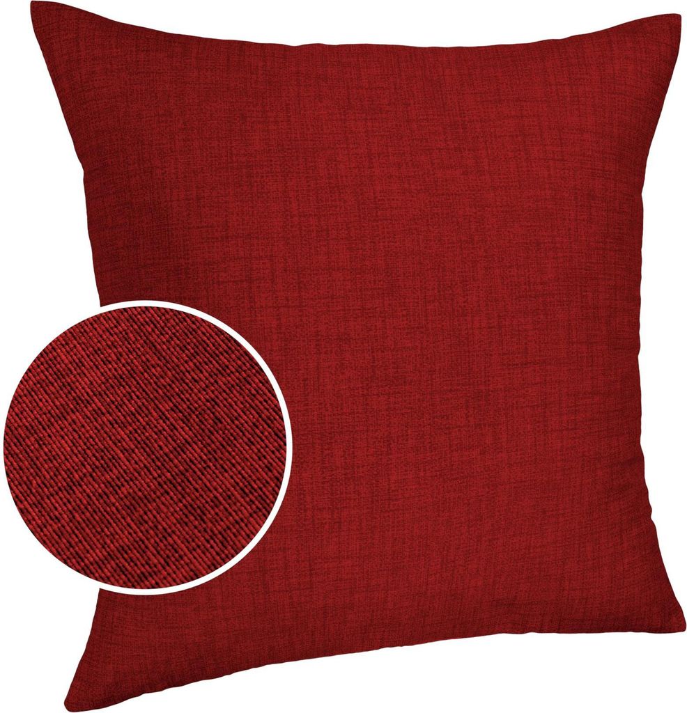 Dekokissen 50x50cm Kissenhülle mit Reißverschluss Sofakissen ohne Füllung Einfarbig Leinenoptik Uni Rot