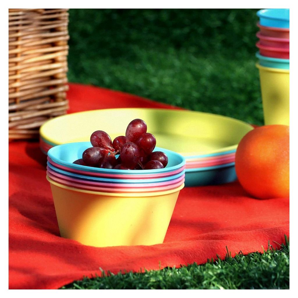 12-teiliges Schalen-Set für Picknick-Zubehör in Regenbogenfarben aus Kunststoff, Campinggeschirr, Reisegeschirr, platzsparend und hygienisch für...