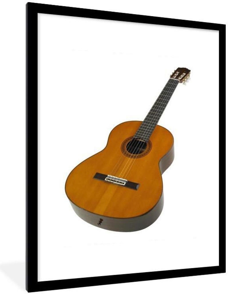 MuchoWow Gerahmtes Poster Nahaufnahme einer akustischen Gitarre 60x80 cm - Poster mit Schwarzem Bilderrahmen Wandposter Rahmen Foto Bilder - Wohn...