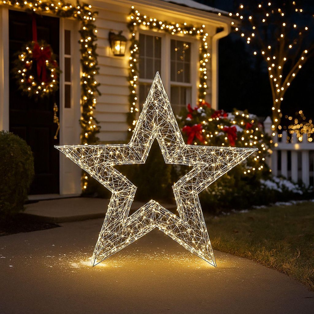 BURI LED Weihnachtsstern 90 cm mit 900 warmweißen LEDs und Produktbild 