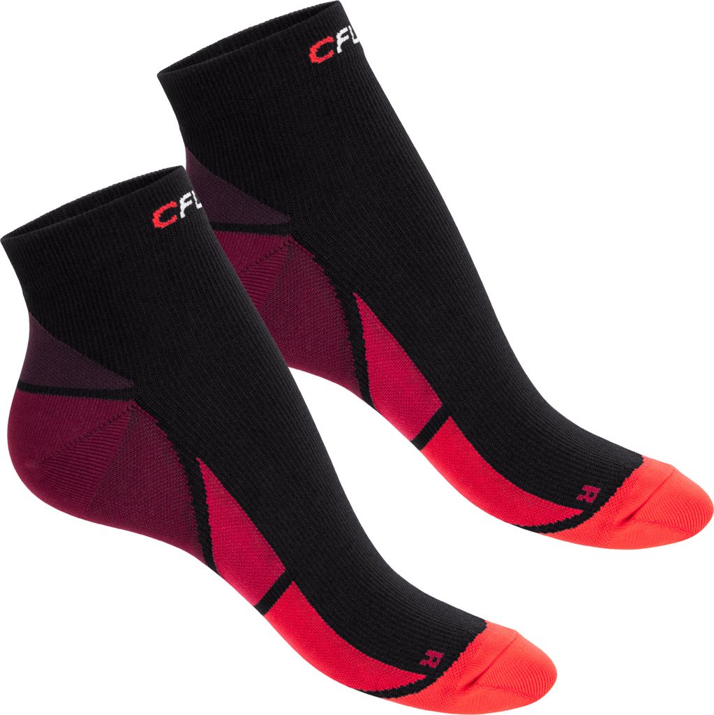 CFLEX Sport-Kompressionsstrümpfe für Männer und Frauen (2 Paar) Kurze Socken – Schwarz Rot