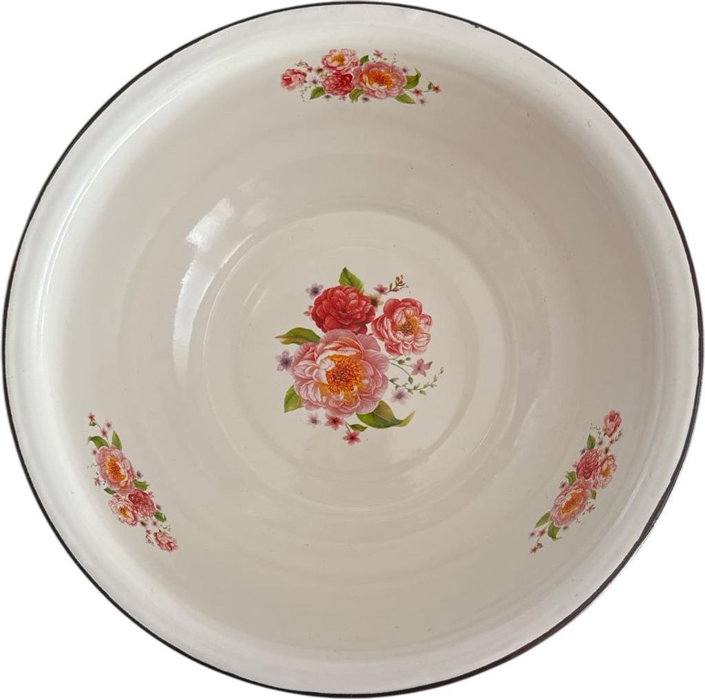 Emaillierte Schüssel mit Blumenmuster –  Ø28 x 8,5 cm Produktbild 
