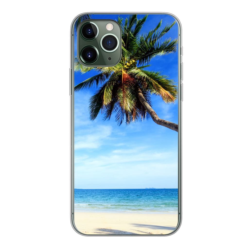 MuchoWow Handyhülle Schutzhülle Hülle für iPhone 11 Pro Palmen - Strand - Meer Silikon Softcase Handy Hülle - Handy