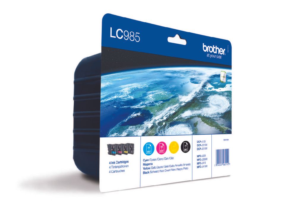 Brother LC985VALBP, Schwarz, Cyan, Magenta, Gelb, 4 Produktbild 