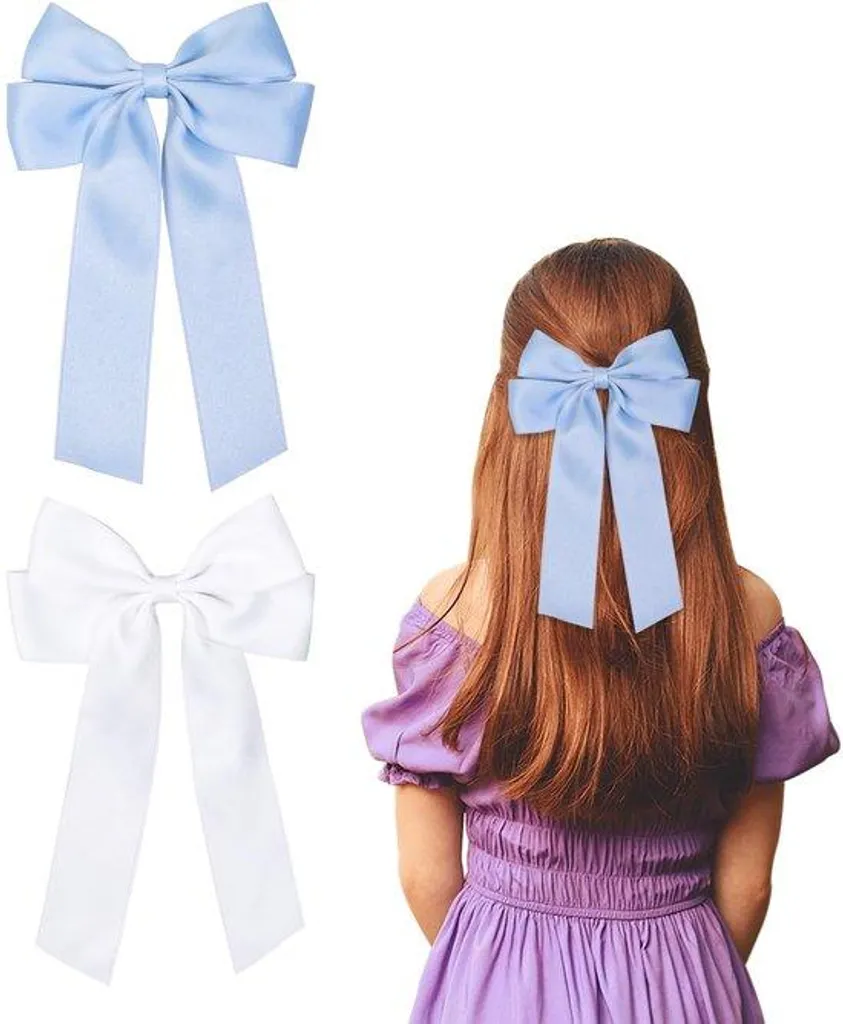 Grande barrette à cheveux solide lot de 2 en blanc et bleu clair