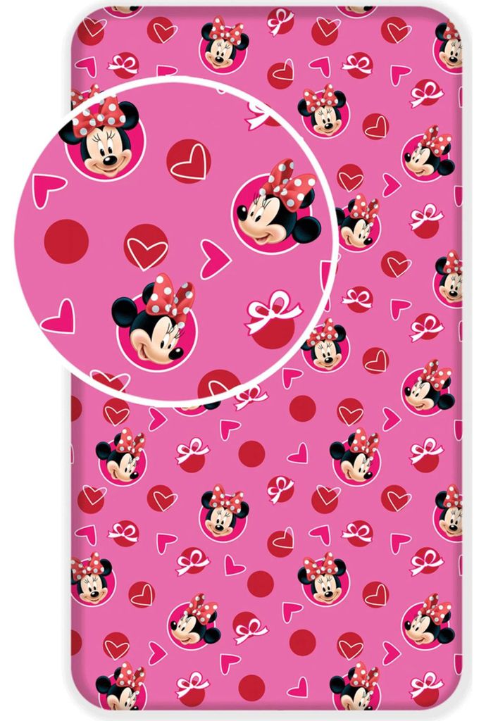 Lenzuolo da montare Disney Minnie Hearts 90x200cm 100% Immagine del prodotto 