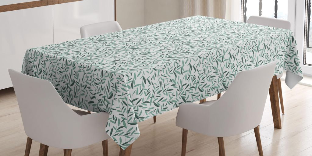 ABAKUHAUS Garten Tischdecke, Olive Branches mit Blättern Klassische Simplistic Soft Spring Time Theme, 140 x 200 cm, Mandelgrün Grün