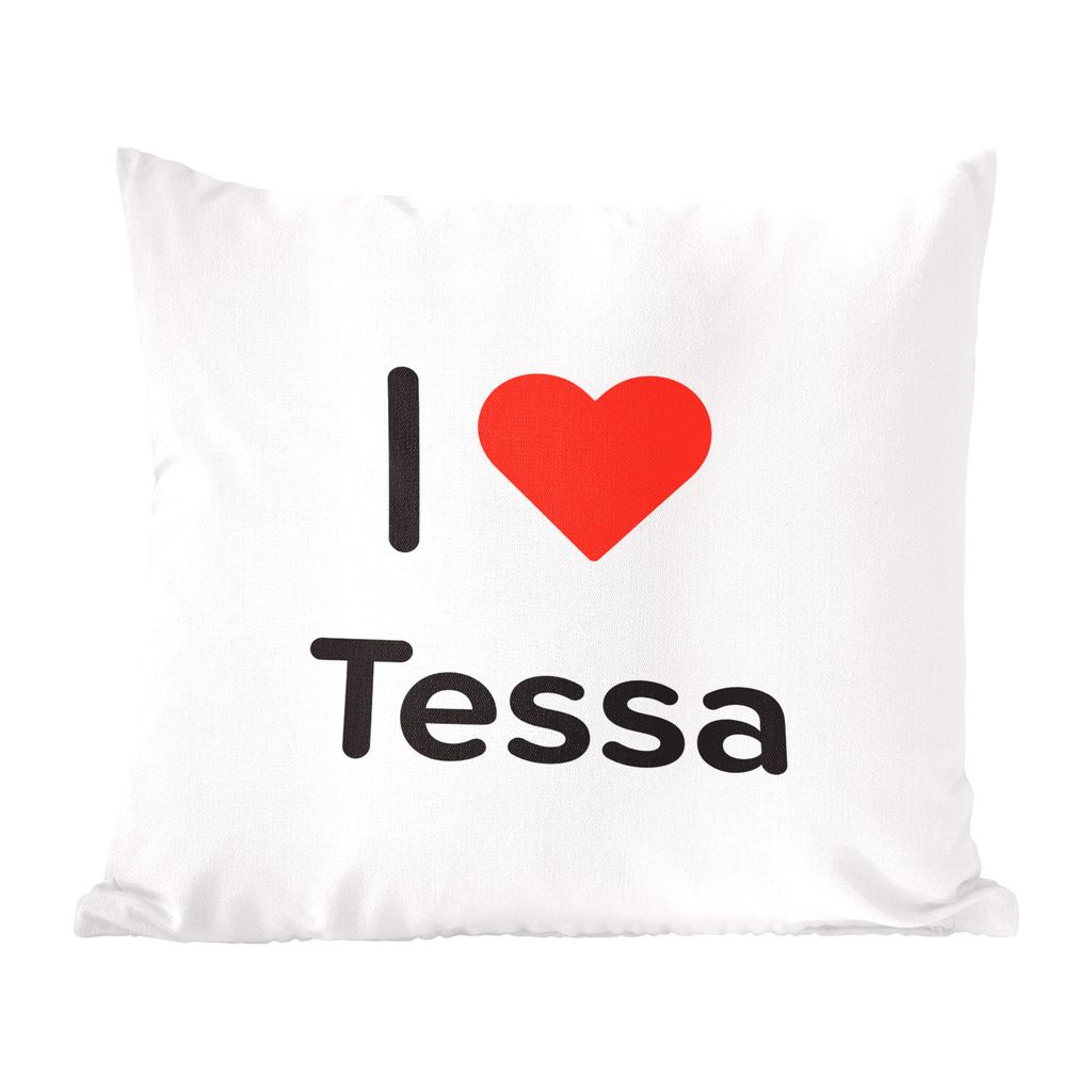 MuchoWow Zierkissen Sofakissen Wohnzimmer Dekokissen 45x45 cm Ich liebe - Tessa - Mädchen - Schlafpolster - Polster für das Sofa