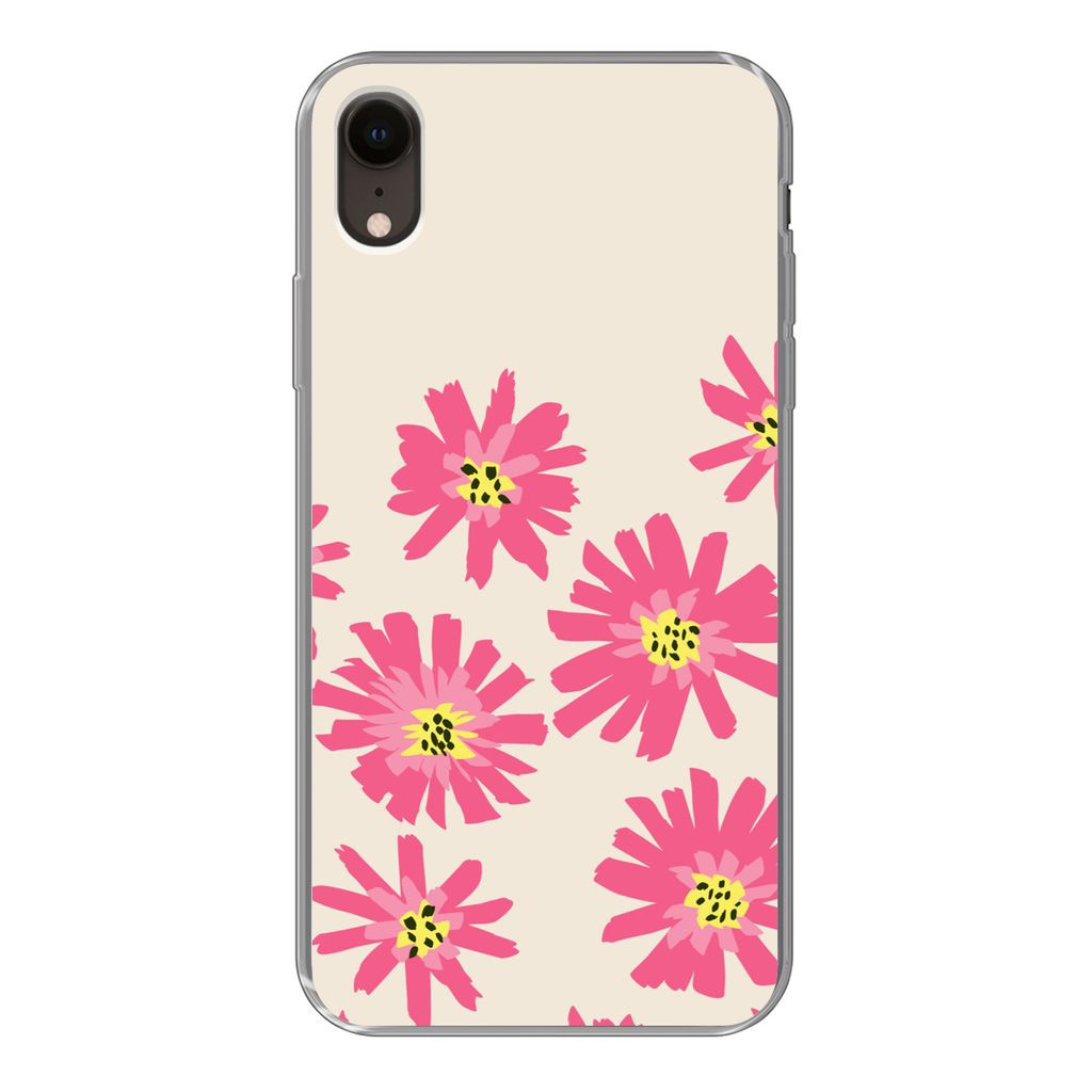 MuchoWow Handyhülle Schutzhülle Hülle für iPhone XR Blumen - Muster - Minimalismus Silikon Softcase Handy Hülle - Schutzdeckel