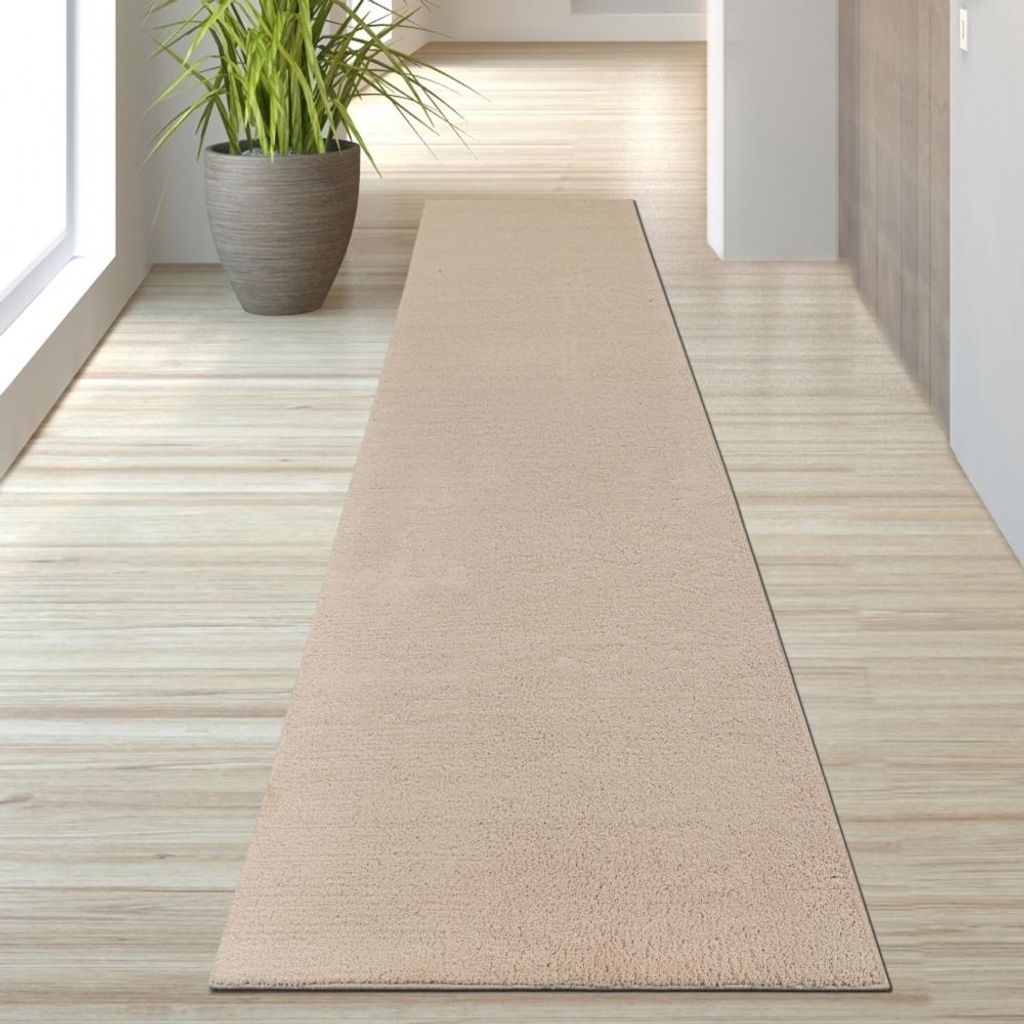 Beiger Teppich zeitlos weich dekorativ langlebig für stilvolles Wohnen Größe - 80 x 300 cm