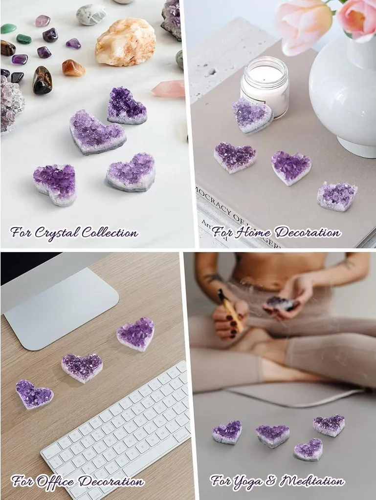 Cœur Améthyste pour Méditation et Déco Zen - Cristal de Roche 5cm