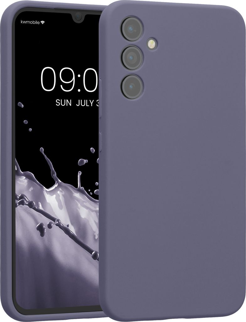 kwmobile Handyhülle kompatibel mit Samsung Galaxy A34 5G Hülle - gummierte Handy Case aus Silikon in Lavendelgrau matt