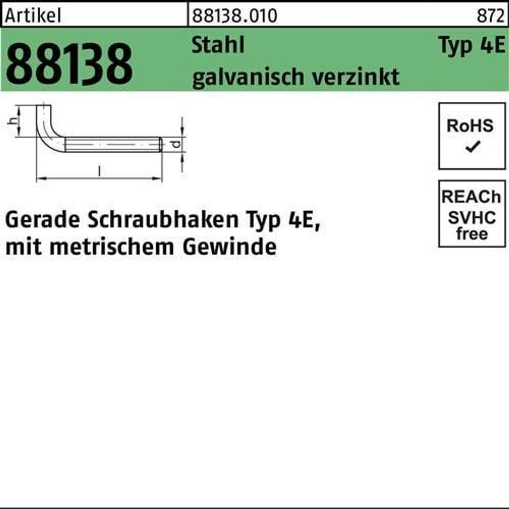 Reyher Ger. Schraubhaken Art. 4E M 5x50 vz (100 Stück)