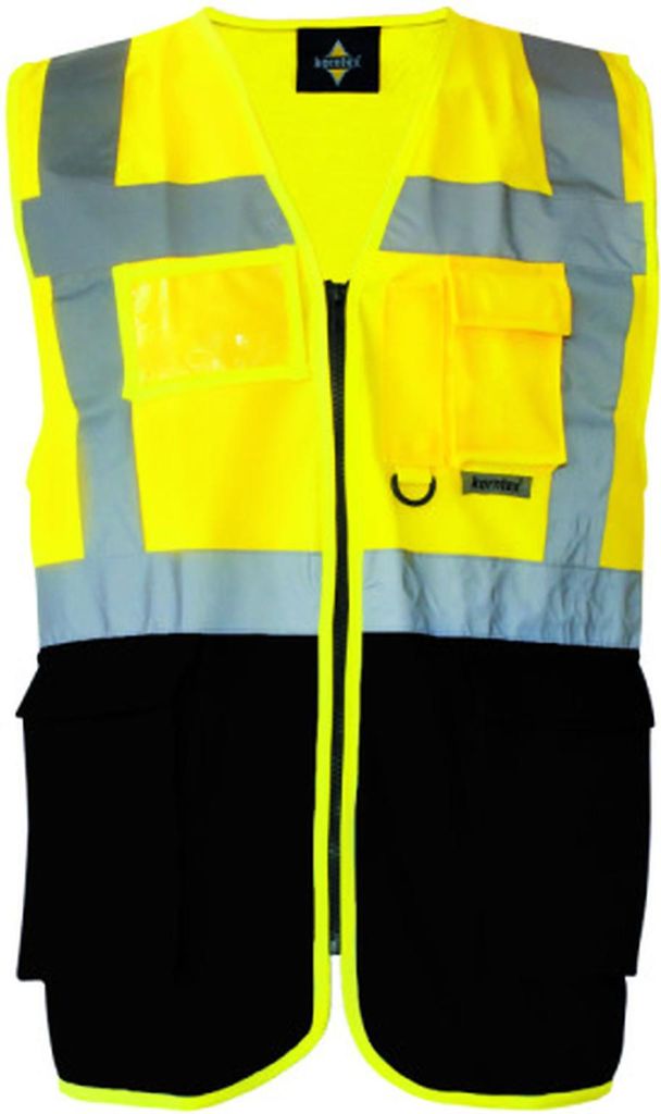 Korntex KXMF | Multi-Funktions-Warnweste Executive - Farbe: Signal Yellow/Black - Größe: XXL
