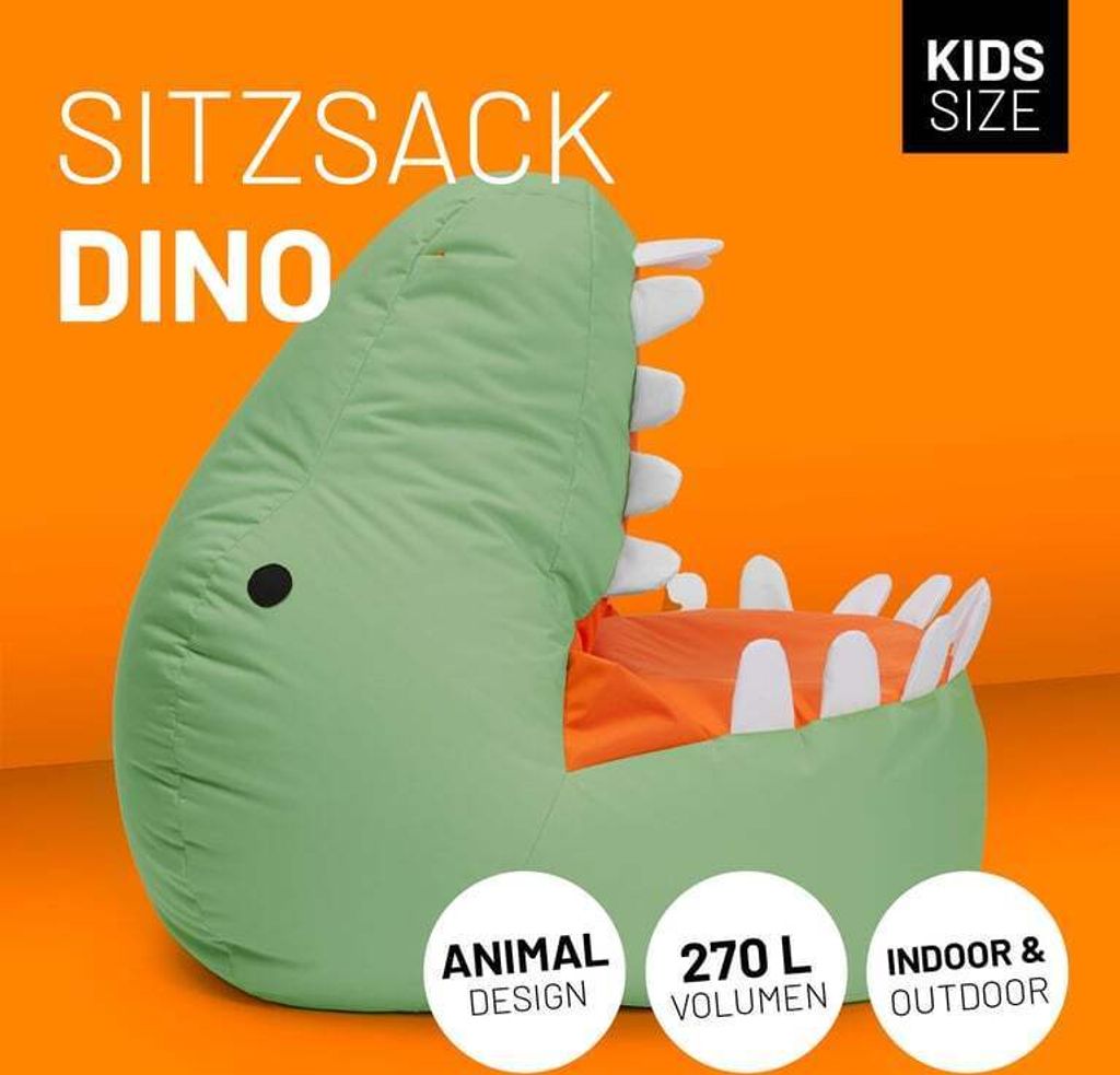 LUMALAND Animal Line Kindersitzsack Dino - Pastell Grün Produktbild 2