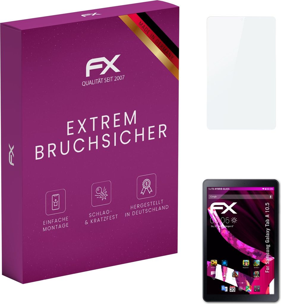 atFoliX FX-Hybrid-Glass Displayfolie kompatibel mit Samsung Galaxy Tab A 10.5 Glasfolie
