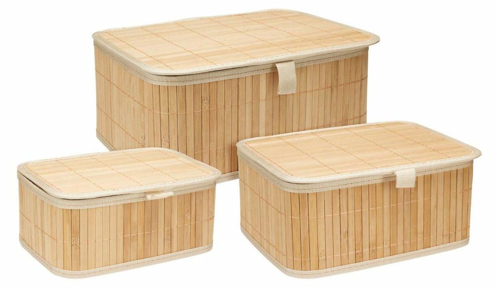 HOWHOMELY | Úložná krabička – bambusová krabička – sada 3 Obrázek produktu 