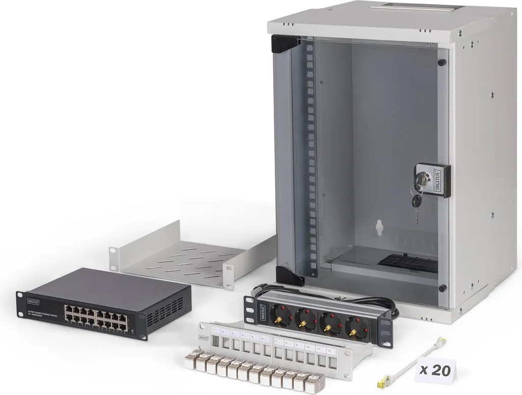 Baie de Brassage 10" 9U Digitus DN-49102-SET pour Maison Connectée