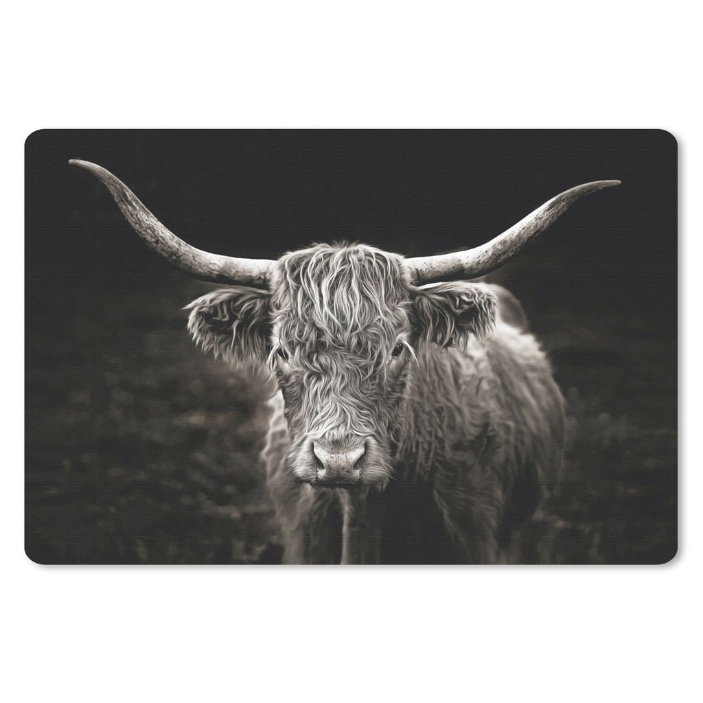 MuchoWow Mauspad Mousepad Schottischer Highlander - Schwarz - Weiß - Tiere 27x18 cm - Mousepads - Maus Mat - Pad - Mausunterlage - Büroartikel ...