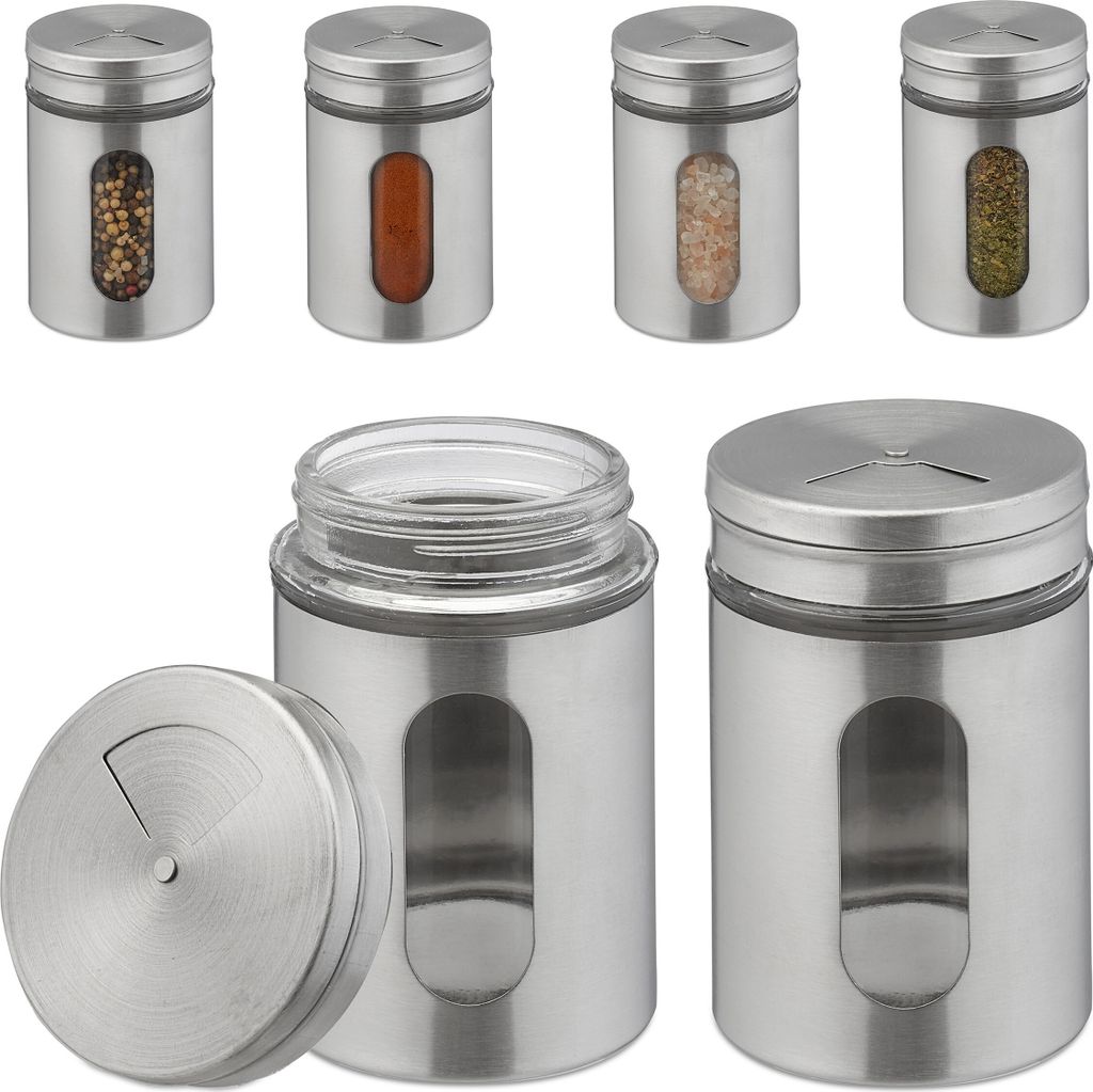 Salière et poivrière Relaxdays, lot de 6, 3 tailles de Image du produit 