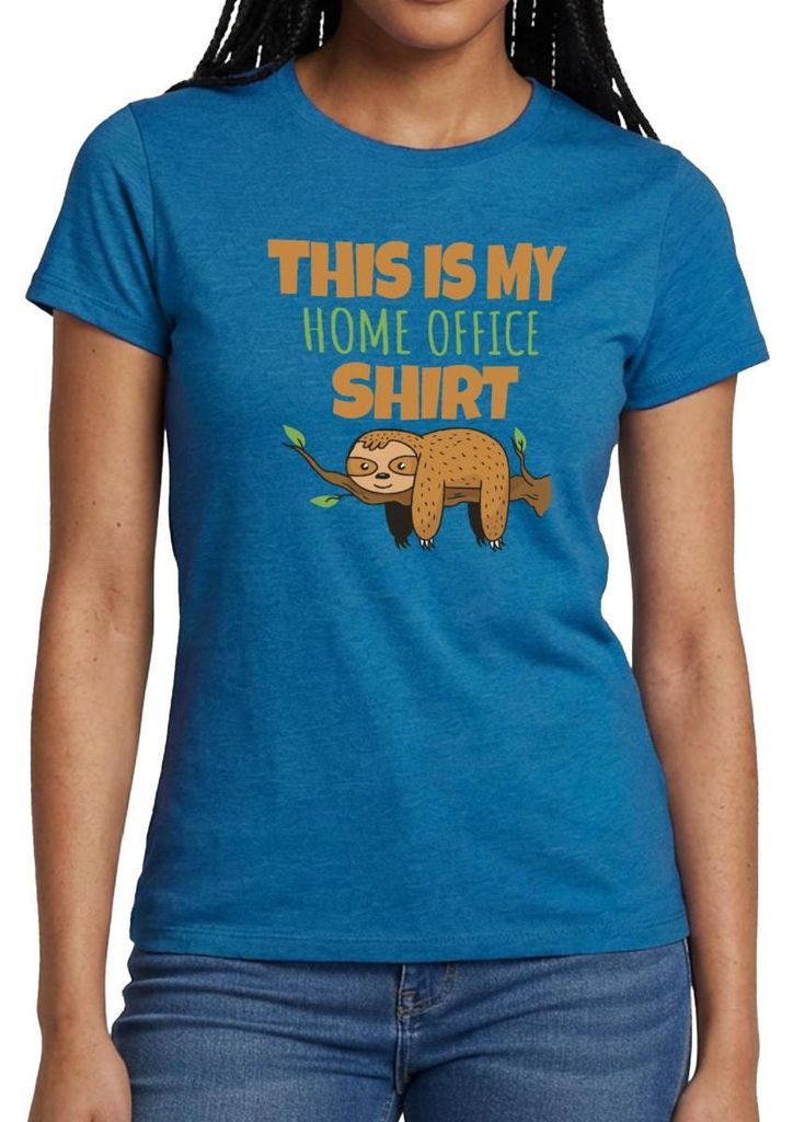 Spreadshirt This Is My Home Office Shirt | Faultier Humor Frauen T-Shirt, S, Antikblaues Saphir meliert