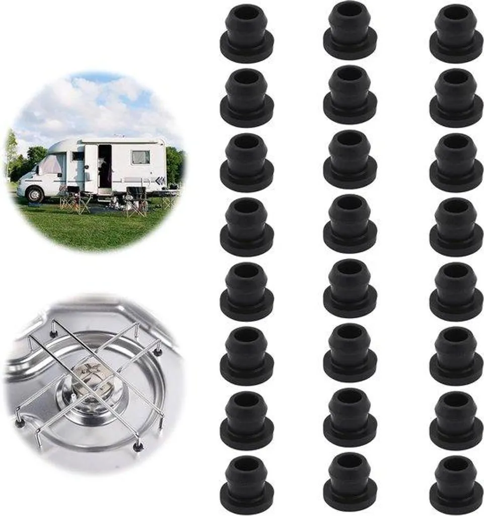 Pieds en caoutchouc avec tige de 5 mm - Lot de 24 pièces noires souples