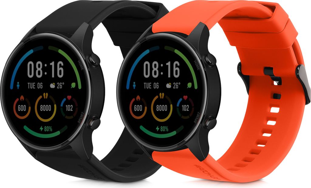 kwmobile 2x Uhrenarmband für Xiaomi Mi Watch Color Sport / S1 Active Armband - Fitnesstracker Band Set aus TPU Silikon - Ersatzarmband Smartwatch -