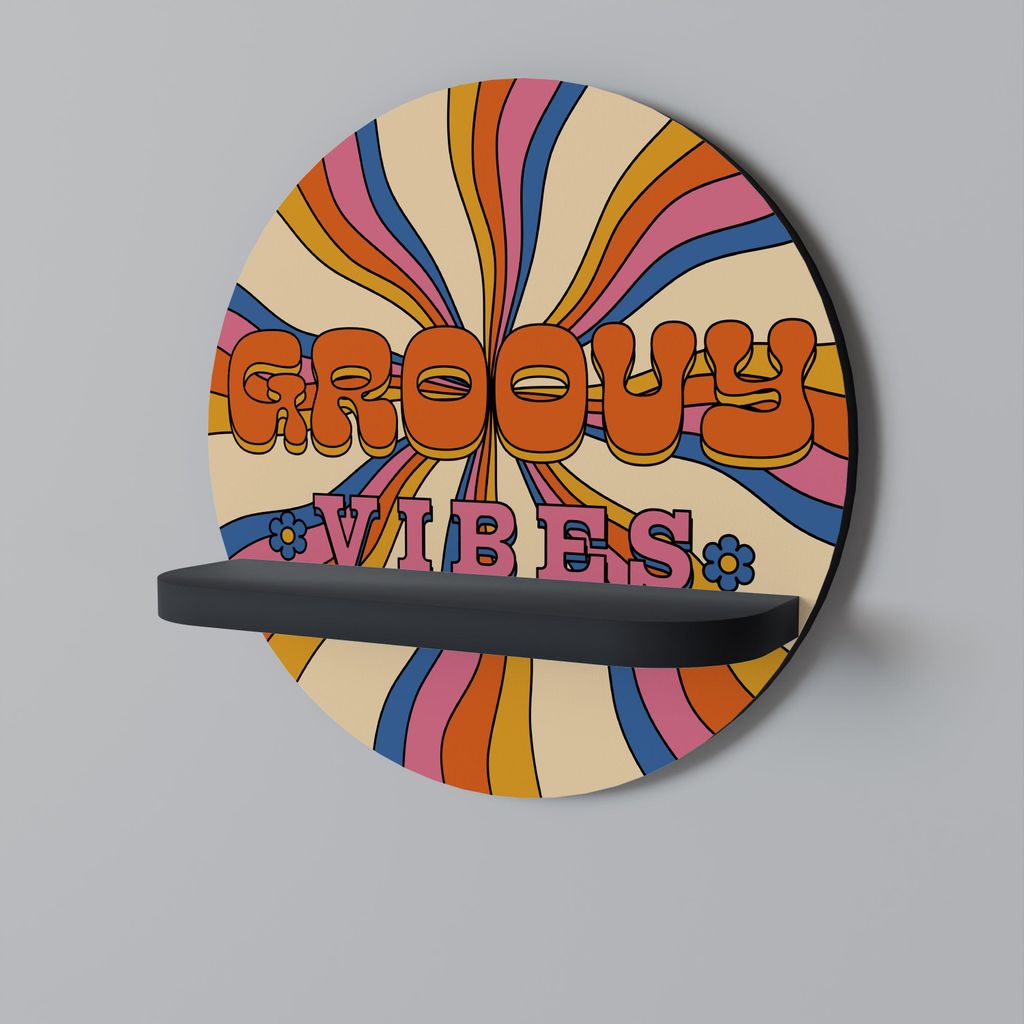 RADIANT GROOVY VIBES Rundes Regal Schwarz