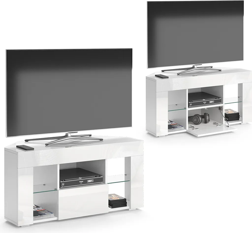 Meuble TV Blanc Compact Vicco Denver 100x50cm Solution Gain de Place - 7