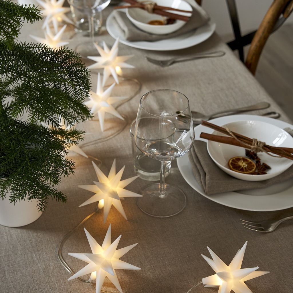 Lichterkette December 8 3D-Sterne Timer warmweiß L 210cm