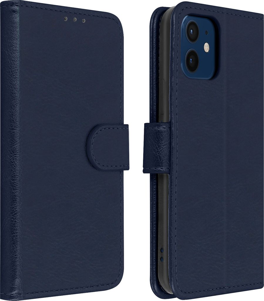 Flip Cover Geldbörse, Klappetui Kunstleder für Apple iPhone 12 / 12 Pro – Blau