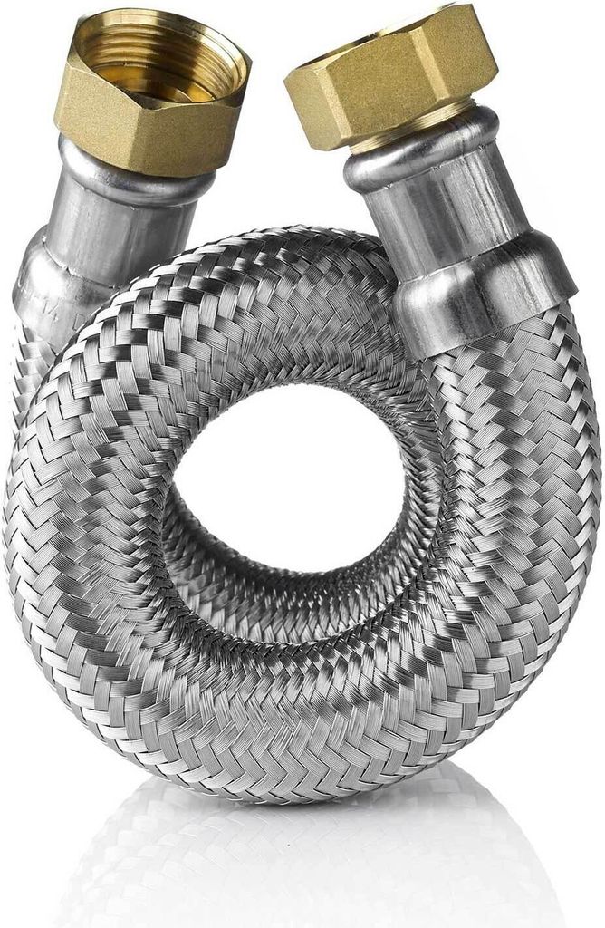 Edelstahl HDPE Flexschlauch DN 50 - 400 mm mit 2 x 2" IG Überwurfmutter IG x IG DVGW Panzerschlauch : 400 mm Größe: 400 mm