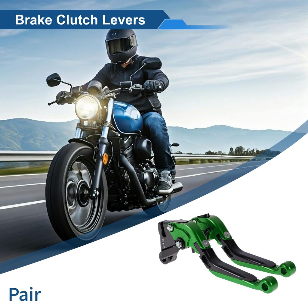 Kurze Lange Brems- und Kupplungshebel für Kawasaki ZZR600 05-09 Verstellbare Motorrad Lenker Bremshebel Aluminiumlegierung Grüner Kopf Schwarzer ...