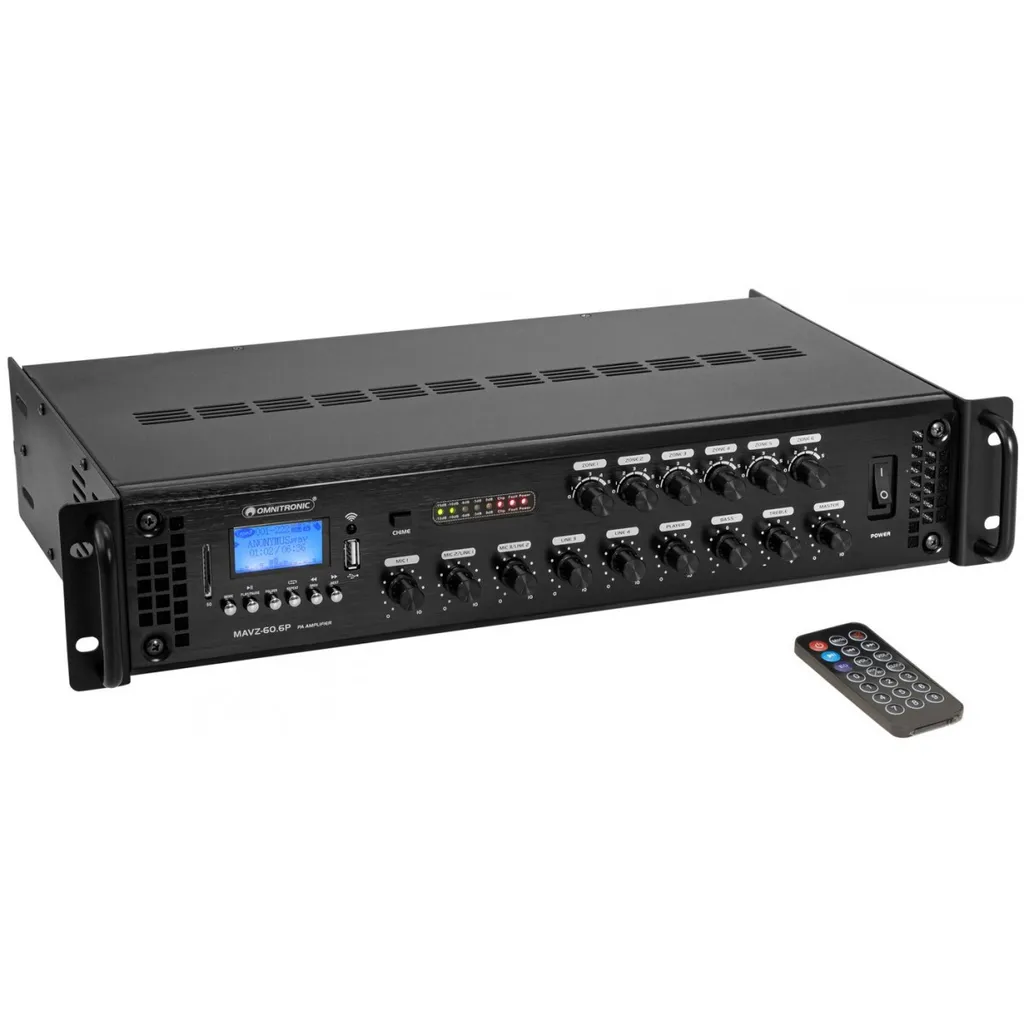 Ampli de mixage Public Address 6 zones OMNITRONIC MAVZ-60.6P 60 Watts