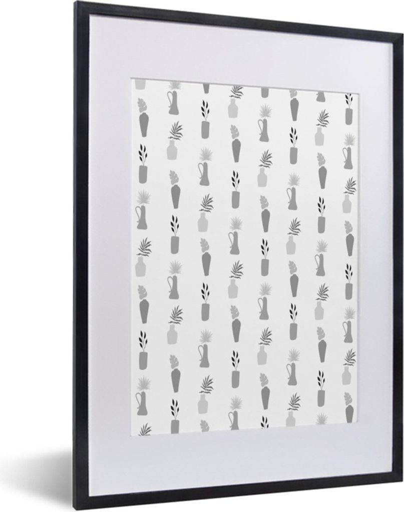 MuchoWow Gerahmtes Poster Hintergrund - Schwarz - Weiß 30x40 cm - Poster mit Schwarzem Bilderrahmen Wandposter Rahmen Foto Bilder - Wandposter S...