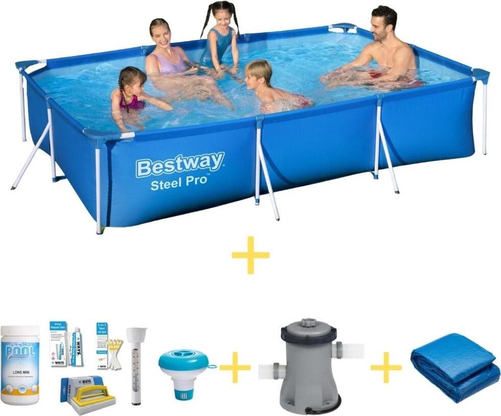 Bestway Pool - Steel Pro - 400 x 211 x 81 cm - Inklusive Solarsegel & Filterpumpe