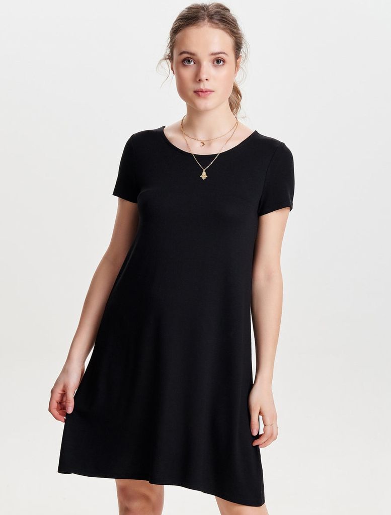 Lockeres Shirtkleid Mini Basic Kurzarm Dress Rücken Schnürung ONLBERA | S
