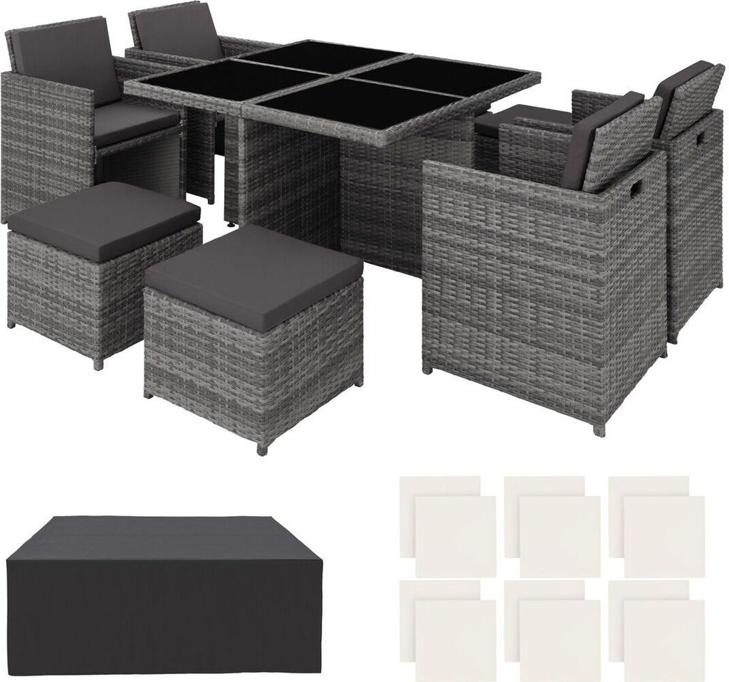 Salon de jardin MANHATTAN 8 places avec 2 sets de housses + Image du produit 