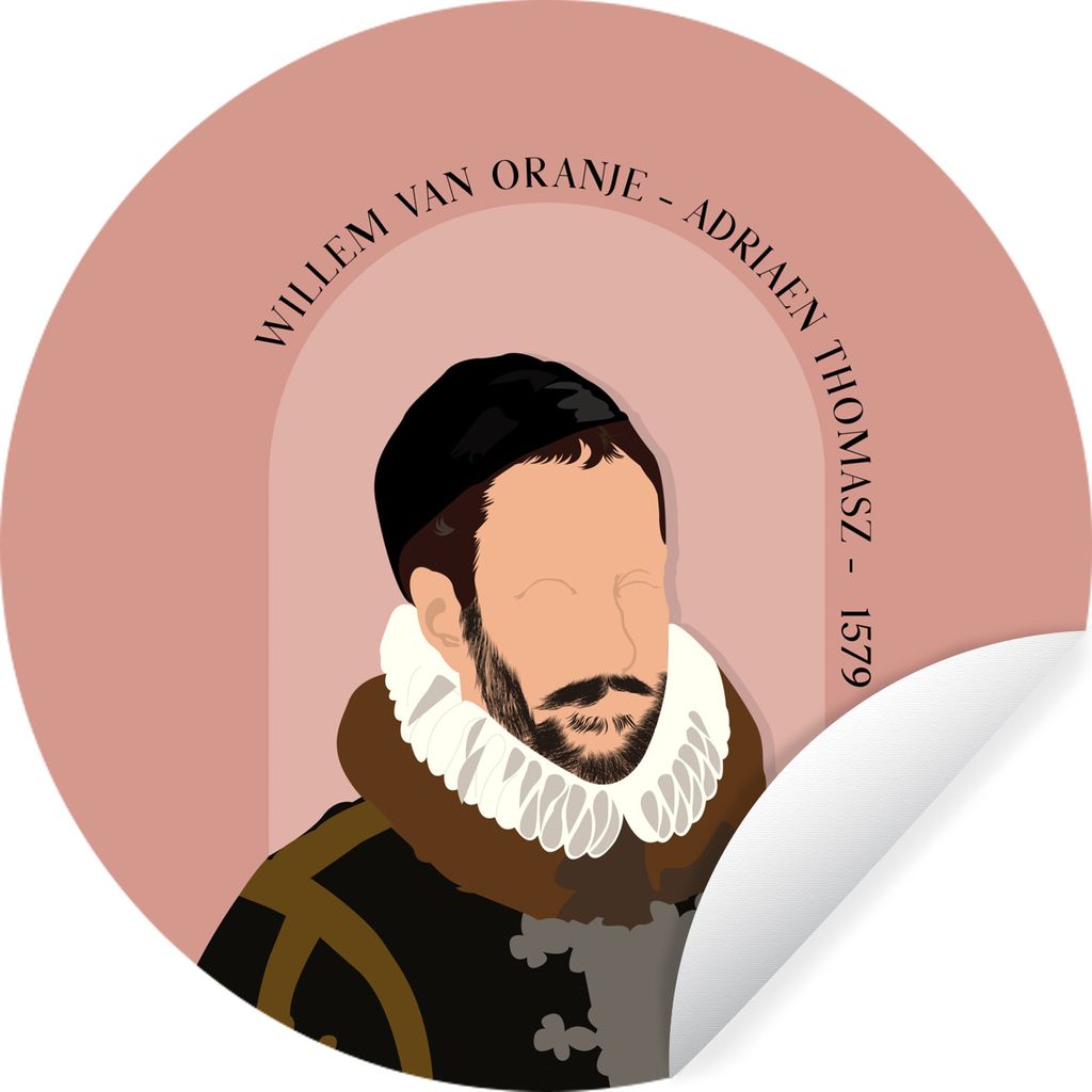 MuchoWow Runde Wandtattoo - Wandsticker Tapete Aufkleber Pastell - Wilhelm von Oranien - Rosa - Alte Meister Ø 80 cm Selbstklebend und Repositio...