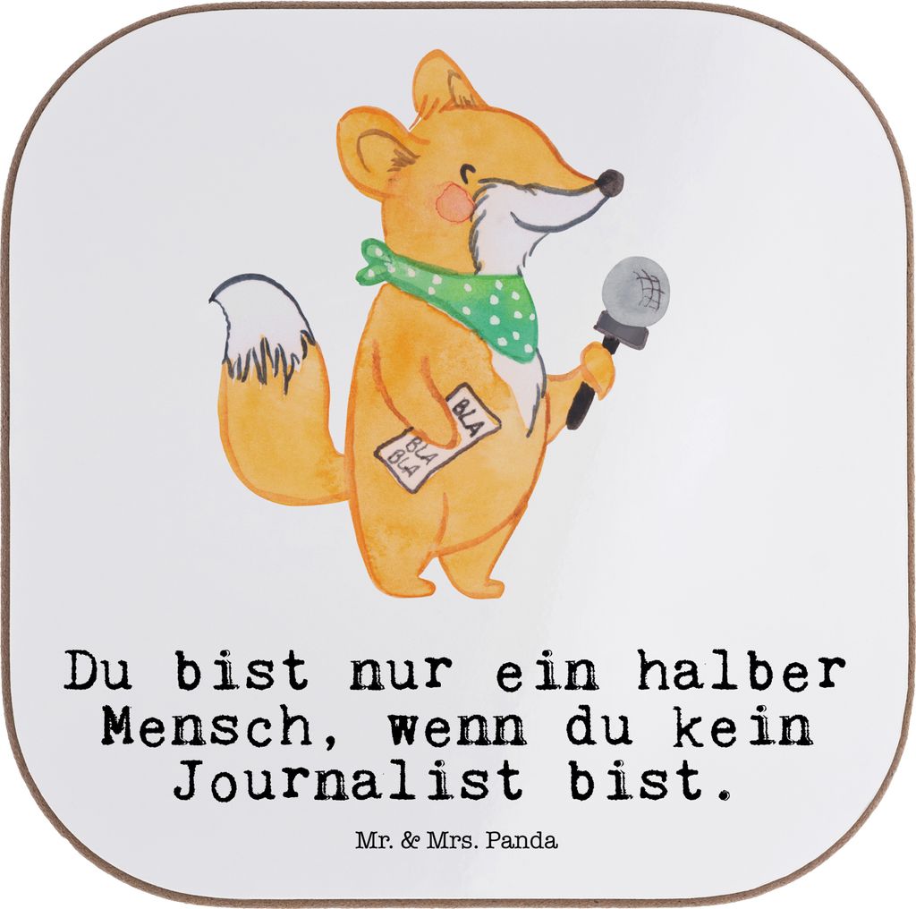 Mr. & Mrs. Panda Tassenuntersetzer Journalist Herz - Weiß - Geschenk, Untersetzer Gläser, Ausbildung, Tischuntersetzer, Redakteur, gläserunterse...