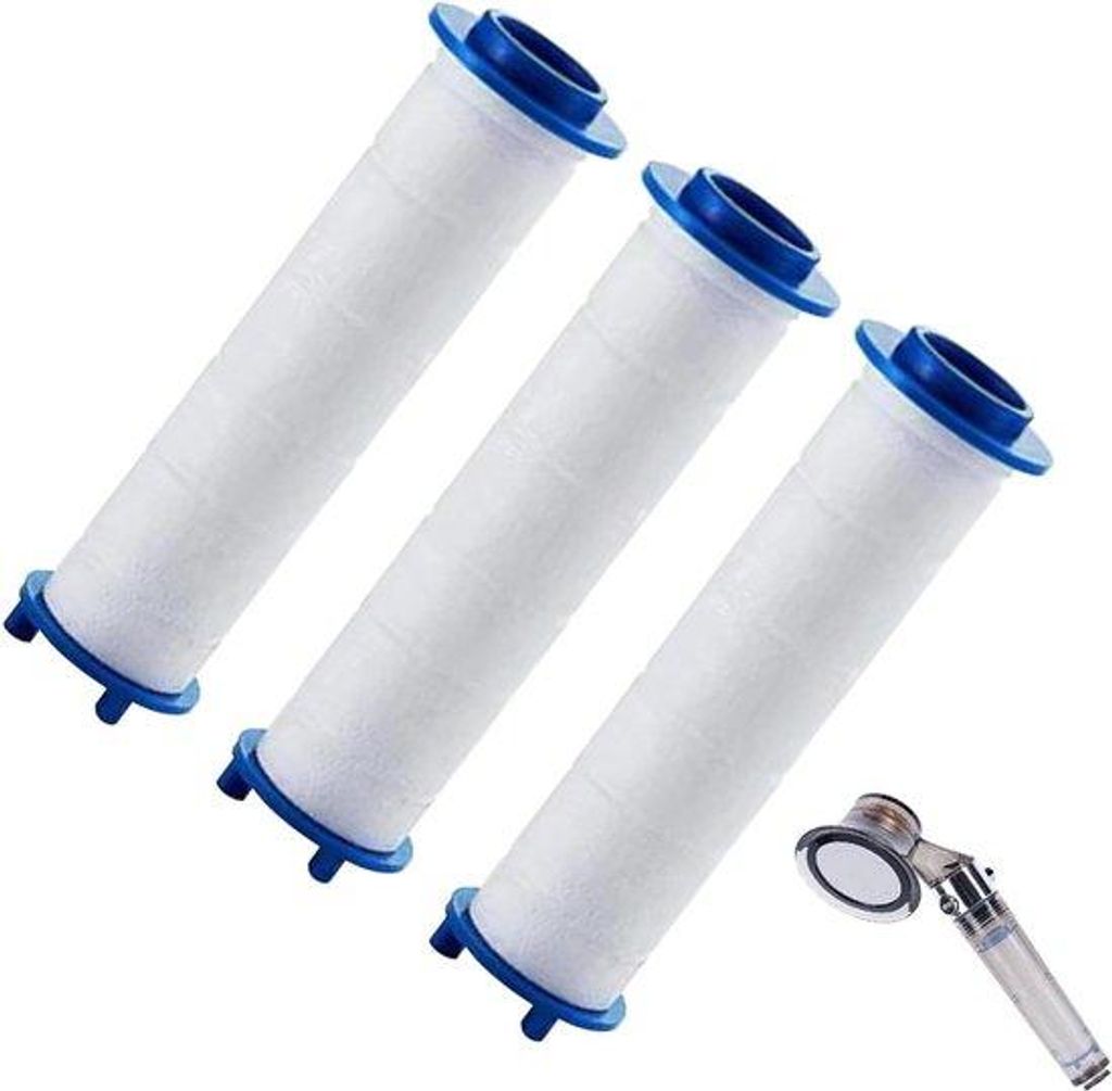 3 Stück Negative-Ionen-Filter für weiches Wasser - PP-Katun-Kalkfilter - universell für Regenduschköpfe